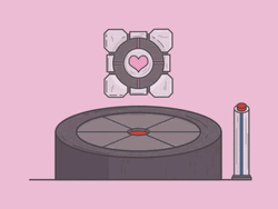 Companion Cube Heart Design Falling Portal 2 GIF