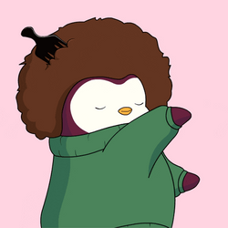 Completed Pudgy Penguin Brushing Off Flippers GIF