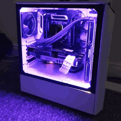Computer Case With Purple Light Inside GIF