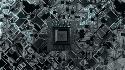 Computer Chip With Octopus On Circuit Board GIF