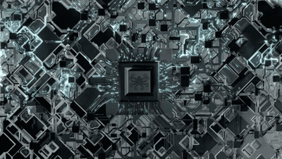 Computer Chip With Octopus On Circuit Board GIF