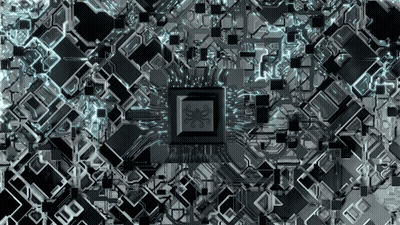 Computer Chip With Octopus On Circuit Board GIF