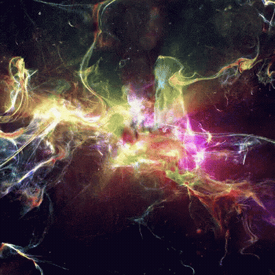 Computer Generated Galaxy With Rainbow Colors GIF
