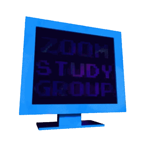 Computer Monitor Displaying Zoom Study Group Sticker