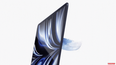 Computer Monitor With Feather In Corner GIF