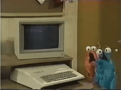 Computer On Desk With Keyboard And Monitor GIF