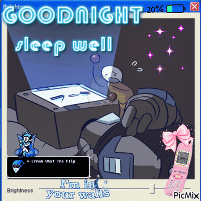 Computer Screen Saying Goodnight Sleep Well With Pink Phone GIF