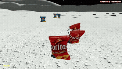 Computer Screen Showing Doritos Bags in Video Game