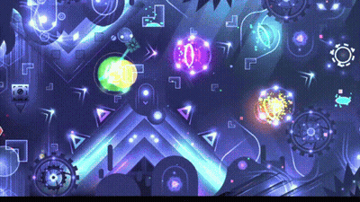Computer Screen Showing Game With Purple Background And Glowing Objects GIF