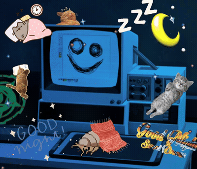 Computer Screen With Face Saying Good Night GIF