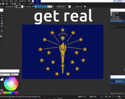 Computer Screen With Indiana Flag Saying Get Real GIF
