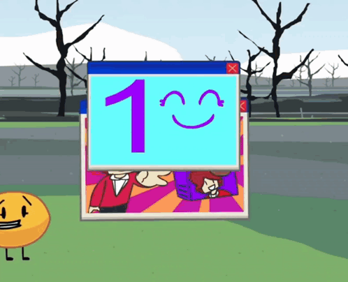 Computer Screen With Smiley Face And Number 1 GIF