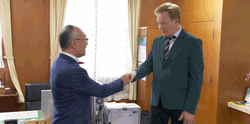 Conan O'Brien Long Handshake GIF