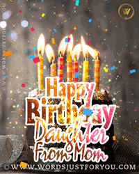 Confetti And Candles Happy Birthday Daughter Design GIF
