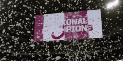 Confetti Thrown In Air With National Champions Sign GIF