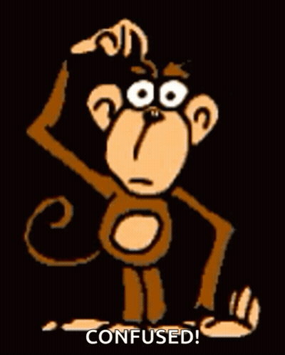 Confused Cartoon Monkey Scratching Head GIF