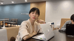 Confused Lady Throwing Computer  GIF