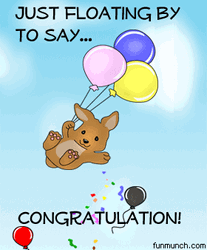 Congrats Bunny Balloon Fun Art GIF
