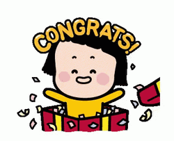 Congrats Girl Popping Out Animation GIF