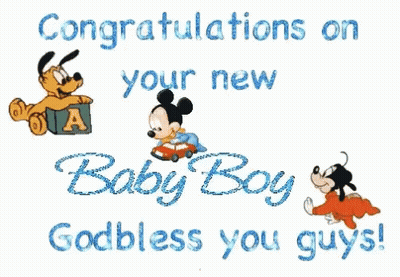 Congratulations Baby Boy Card With Mickey Mouse And Pluto GIF
