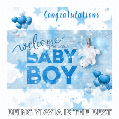 Congratulations Baby Boy Teddy Bear Balloons GIF