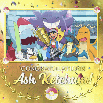 Congratulations Card For Ash Ketchum With Pokemon GIF