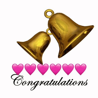 Congratulations Card With Bells And Hearts GIF