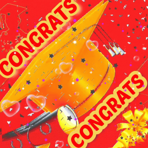 Congratulations Card With Graduation Cap GIF