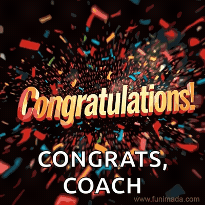 Congratulations Greeting Card With Confetti Saying Congrats Coach GIF