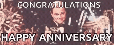 Congratulations Happy Anniversary Man In Tuxedo Holding Wine Glass GIF