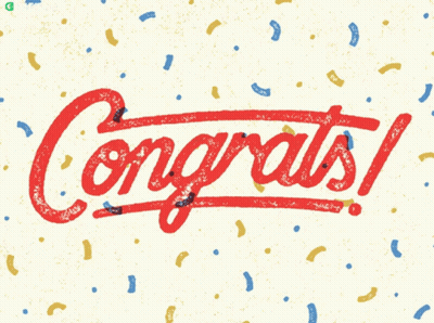 Congratulations Is Written In Red On A Yellow Background GIF