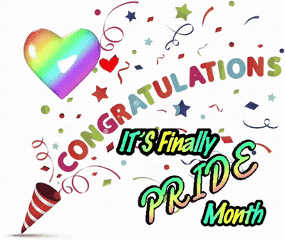 Congratulations It 'S Finally Pride Month With A Rainbow Heart In The Background GIF