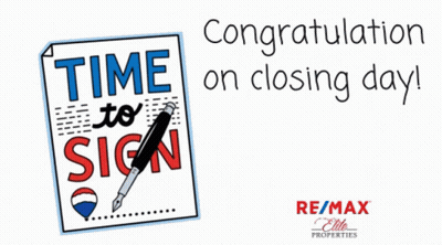 Congratulations On Closing Day Sign With Pen GIF