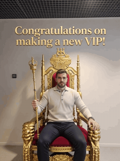 Congratulations On Making A New VIP Man Sitting In Throne GIF