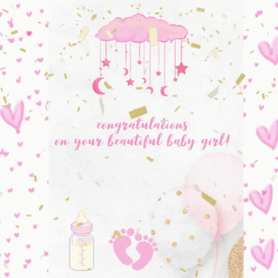 Congratulations On Your Beautiful Baby Girl Card GIF