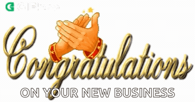 Congratulations On Your New Business In Gold Letters GIF