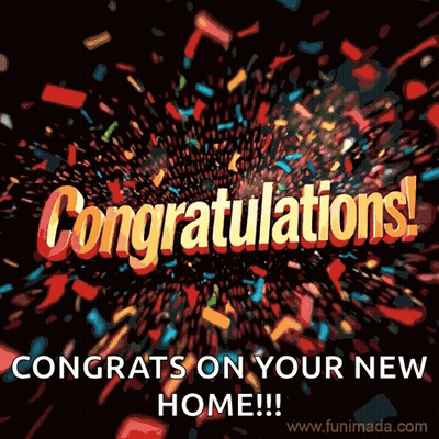 Congratulations On Your New Home With Confetti Flying In The Air GIF