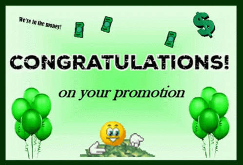 Congratulations On Your Promotion Is Written On A Green Background GIF