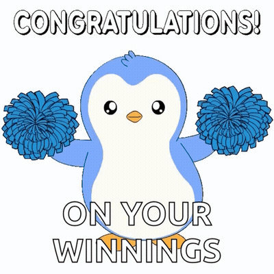 Congratulations On Your Winnings Blue Penguin GIF