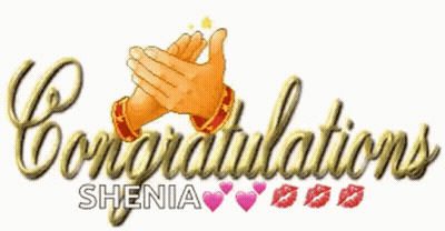 Congratulations Shenia With Two Hands Clapping And Hearts GIF