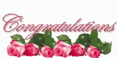 Congratulations Surrounded By Pink Roses And Leaves GIF