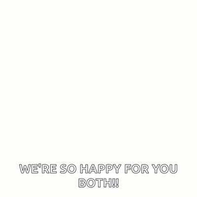 Congratulations We 'Re So Happy For You Both Written In Blue Letters On A White Background GIF