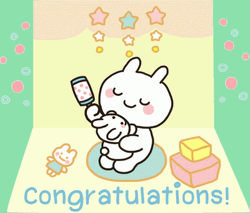 Congratulations White Baby Bunny GIF
