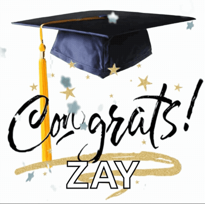 Congratulations Zay Is Written On A White Background GIF
