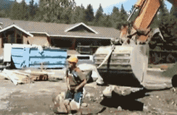 Construction Worker Having Fun Excavator GIF