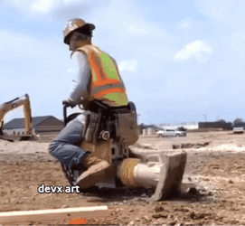 Construction Worker Riding A Jackhammer GIF