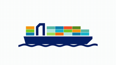 Container Ship With Letter U GIF