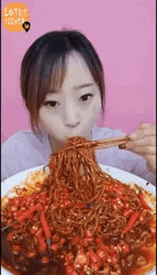 Content Creator Noodle Mukbang GIF