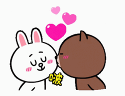Cony And Brown Cheek Kiss GIF