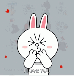 Cony Bunny Red Heart Kisses GIF